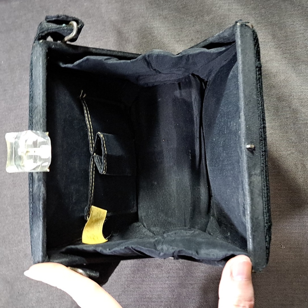 Antique Park Lane Creation By Capitol Leather Black Corde Pillbox Handbag  G- - Picture 6 of 16